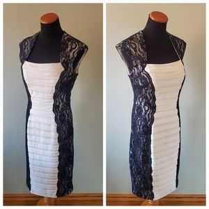 NWOT JAX 8 Dark Romantic Whimsigoth Feminine Pleated Lace Cocktail Sheath Dress